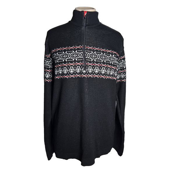 NEWLAND Sweater Womens 1/4 Zip Ski Vintage Wool Blend Made In ITALY Black Large - Picture 1 of 11